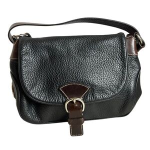 Dooney And Bourke Crossbody Bag Black Leather Flap Saddle Brown Purse Vintage